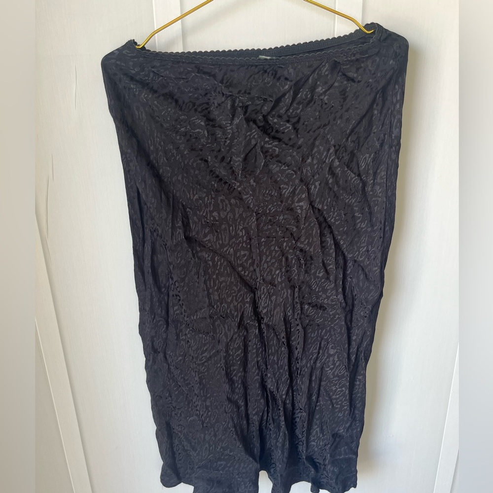 Wild Fable Leopard Print Black Midi Slip Skirt Size Large